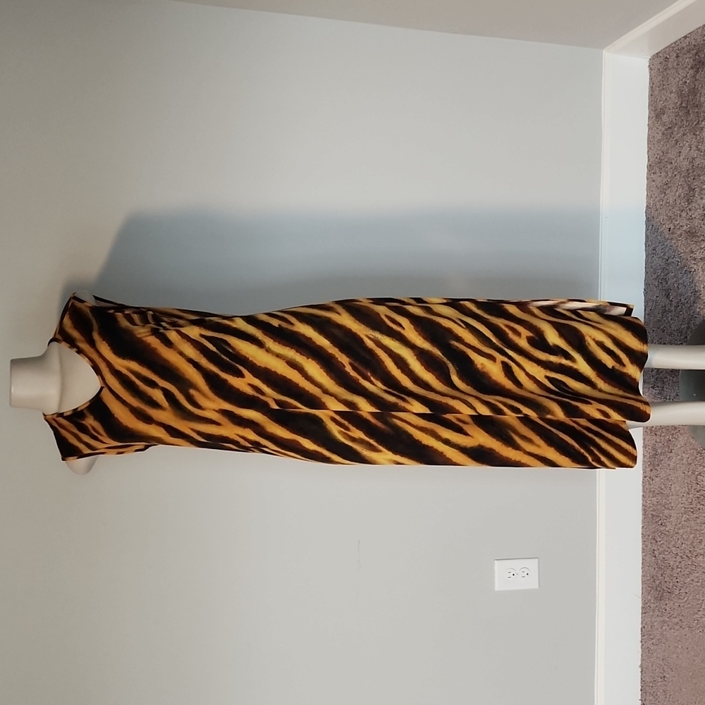 Bob Mackie Wearable Art no sleeve animal print maxi dress-S - Picture 1 of 8